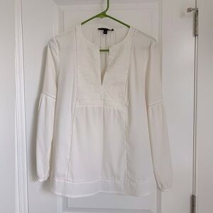 Ivory peasant top with feminine detail XS gently worn Banana Republic